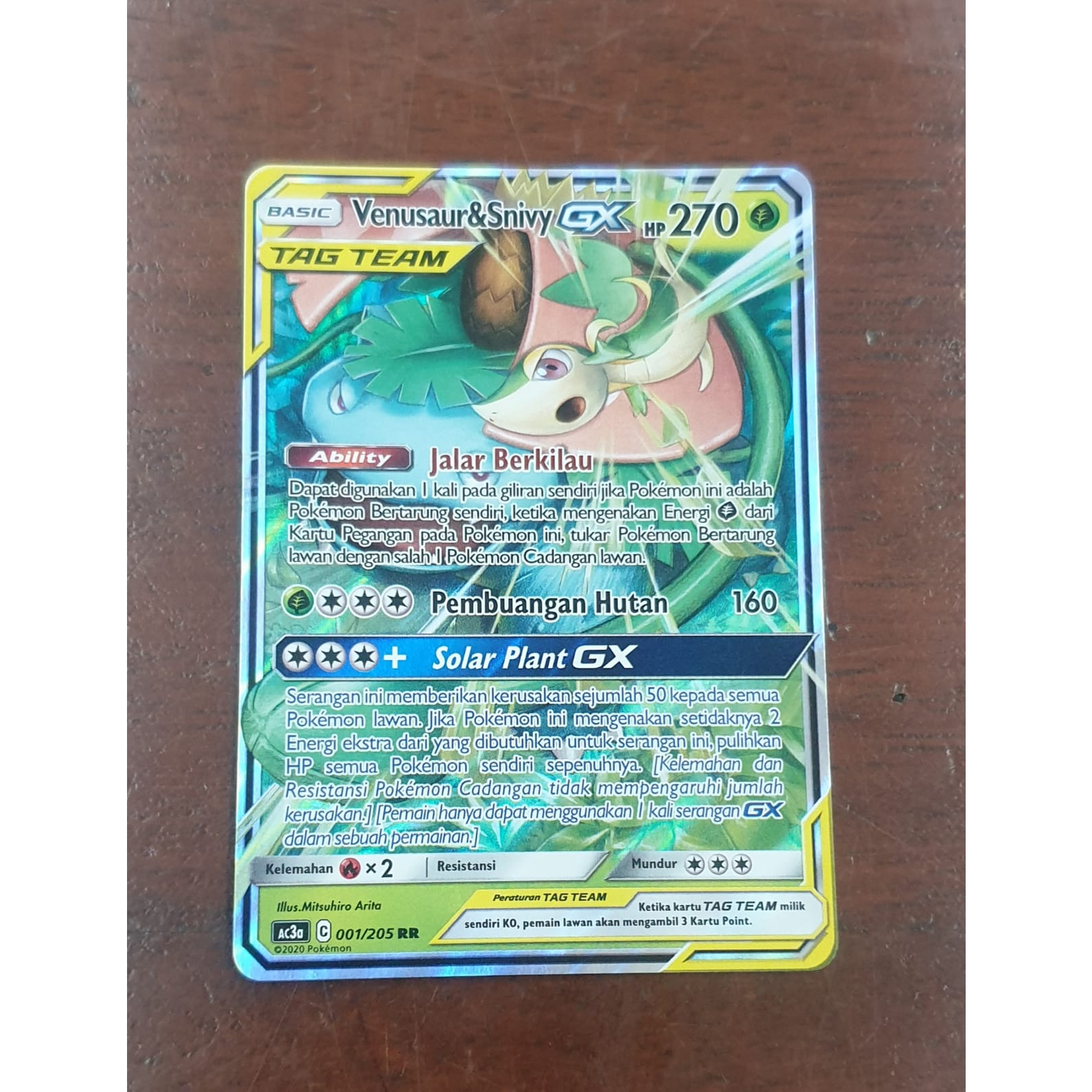 Venusaur & Snivy GX RR Pokemon TCG 001/205