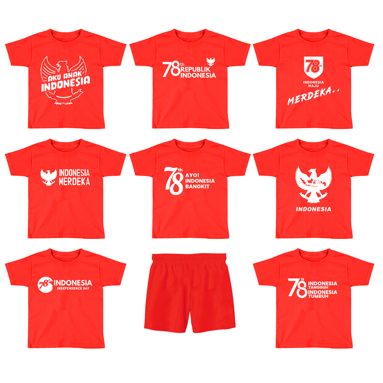 Kaos HUT RI Kemerdekaan kaos Agustusan Indonesia Anak &amp; Dewasa Kaos Couple Agustusan Indonesia Independence Day Merdeka Dirgahayu Hari Kemerdekaan Sign Cloth