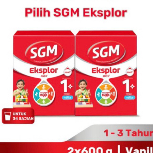 SGM Eksplor 1+ dengan IronC Susu Pertumbuhan Rasa Vanilla 600GRx2(ALD)