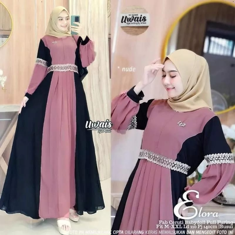 ahmd_store ELORA MAXY Bahan Ceruty Premium Ukuran M L XL dress wanita terbaru 2023 kekinian modis ou