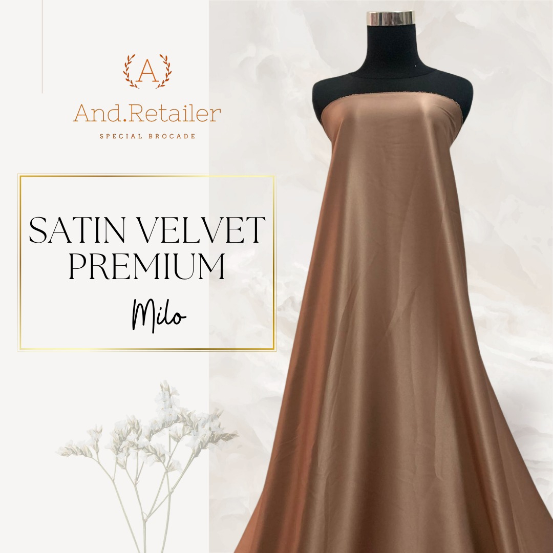 Kain Satin Velvet Premium Warna Milo Bahan Seragaman Bahan Furing Bisa Untuk Bckground Backdrop Foto Produk Estetik