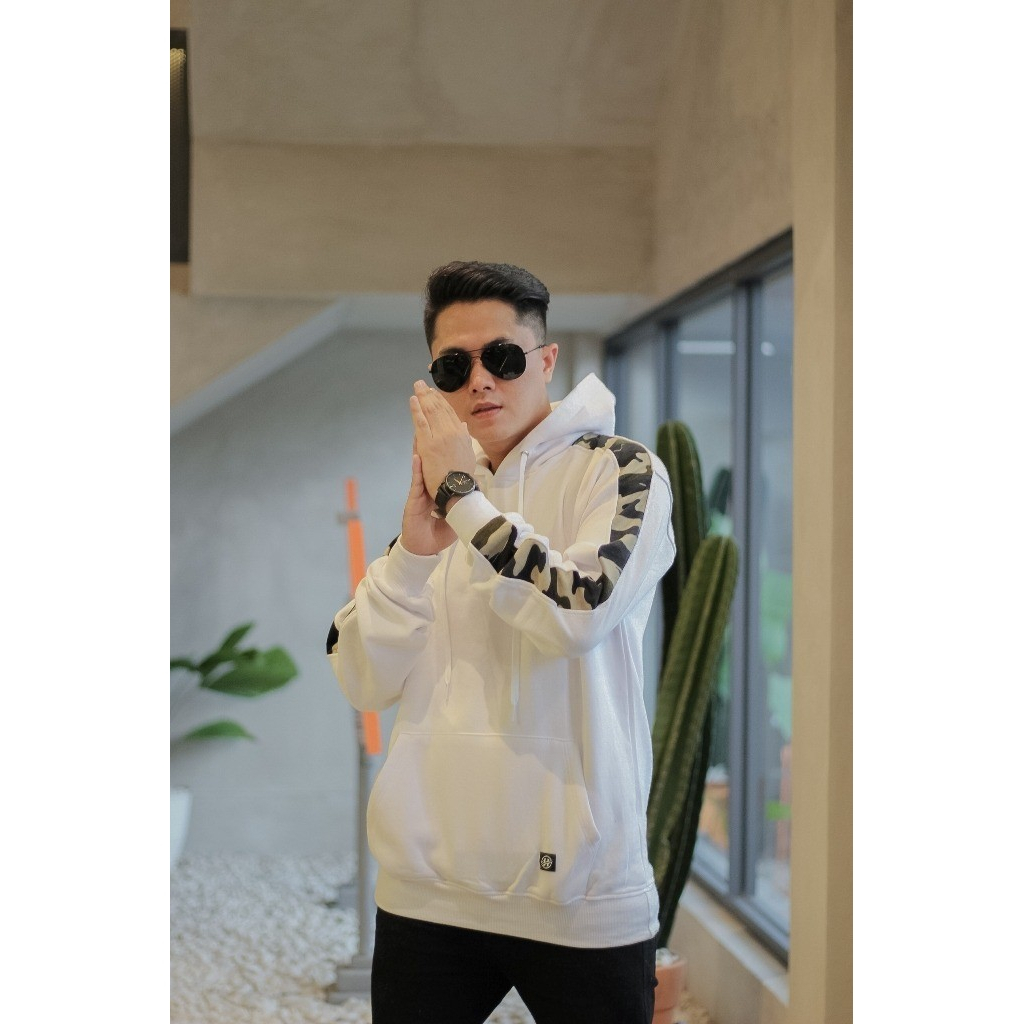 sweater hoodie cewek cowok motif distro HMS sweatshirt distro putih army sleeve kode art CG1009