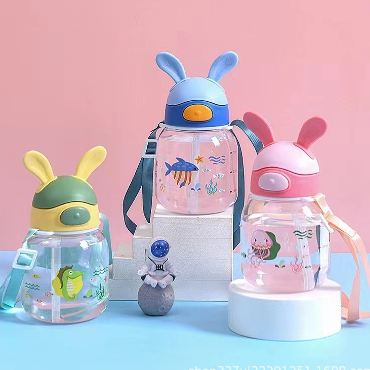 NEW! BOTOL MINUM ANAK TELINGA RABBIT HX 568 KAPASITAS 450ML WITH TALI SEDOTAN