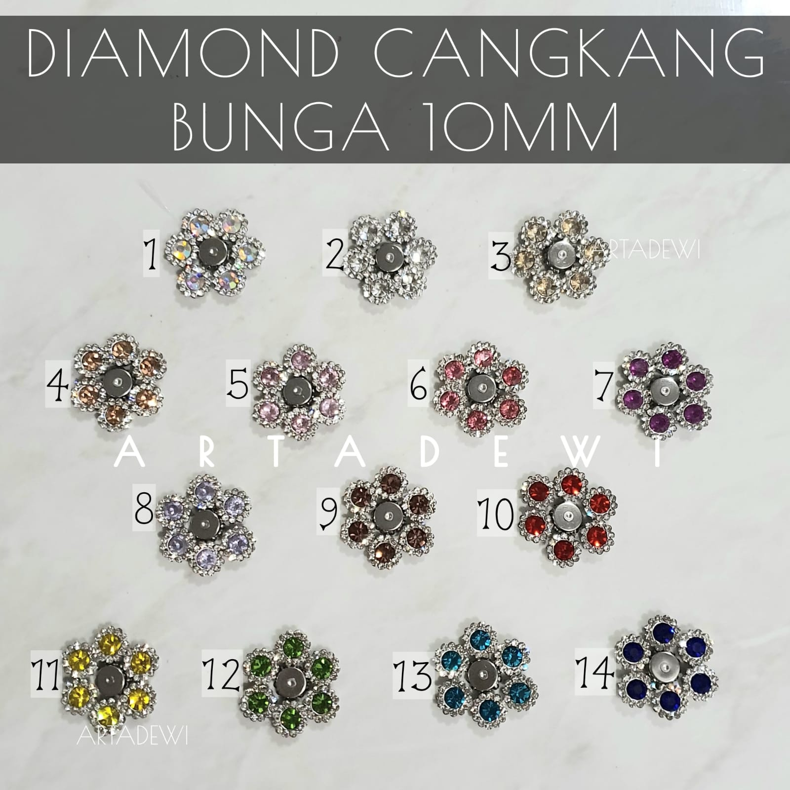 CBG1701 | 1 gross cangkang acrylic bunga 10 mm / Diamond cangkang 10mm