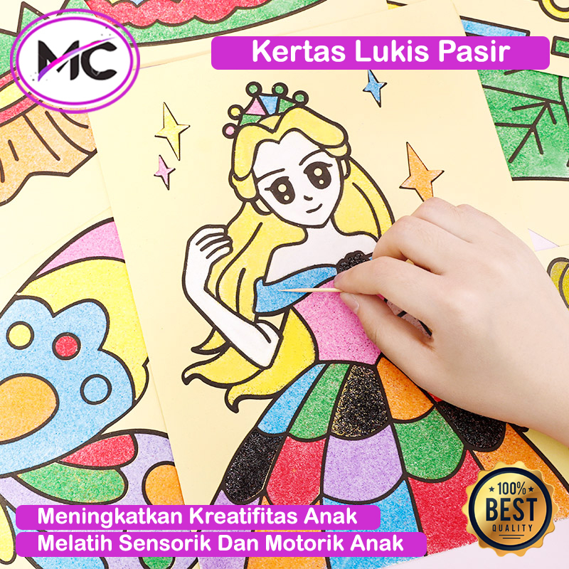 Mainan Kertas Mewarnai Pasir Lucu Sand Painting Sticker Lukis Pasir Mainan Edukasi Anak Lukisan Penghilang Stres