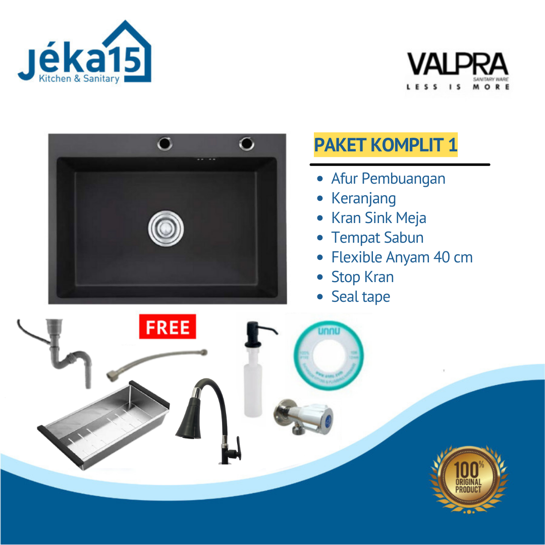 BAK CUCI PIRING | KITCHEN SINK | BAK SINGLE BOWL | VALPRA VHE-5040 BK