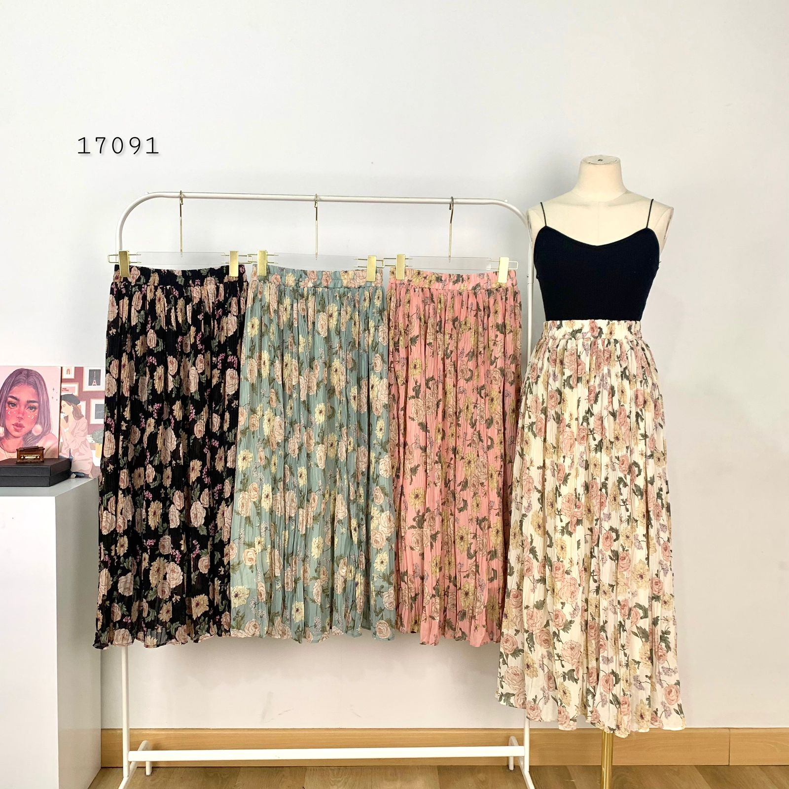 Rok Motif Bunga Korea I Rok Bunga Bunga I Rok Panjang Korean Style Wanita I Rok Style Korea