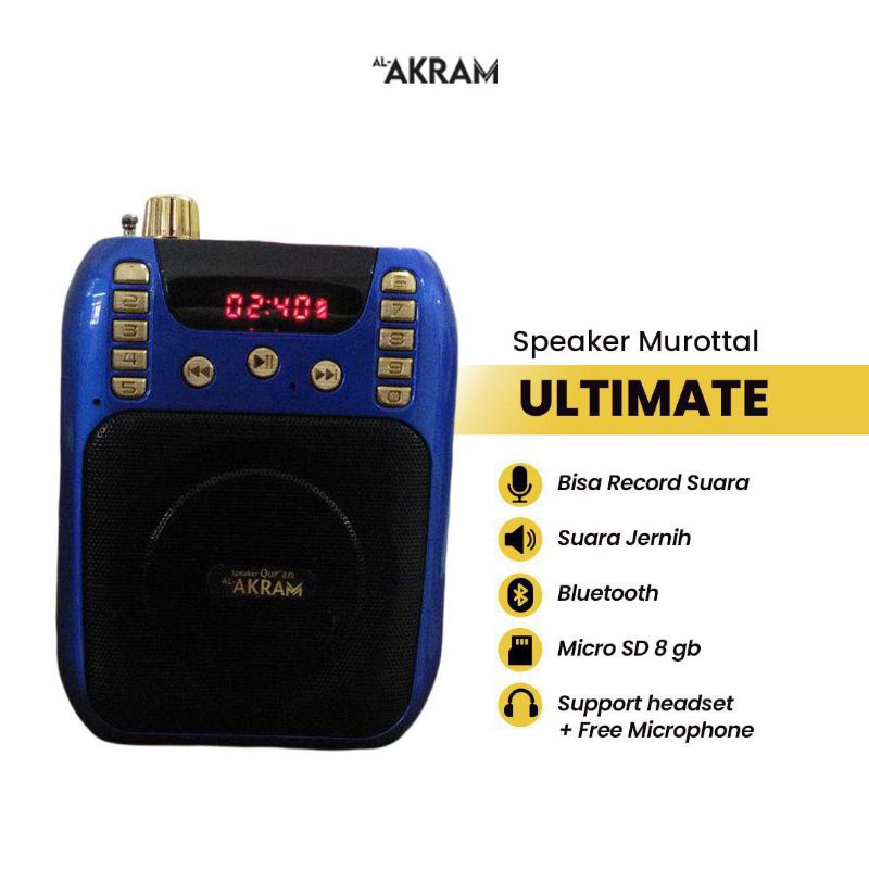 Al Akram Ultimate Speaker Al Quran Alakram Murottal Free Microfon Kabel USB SD Card Charger Murotal Alquran