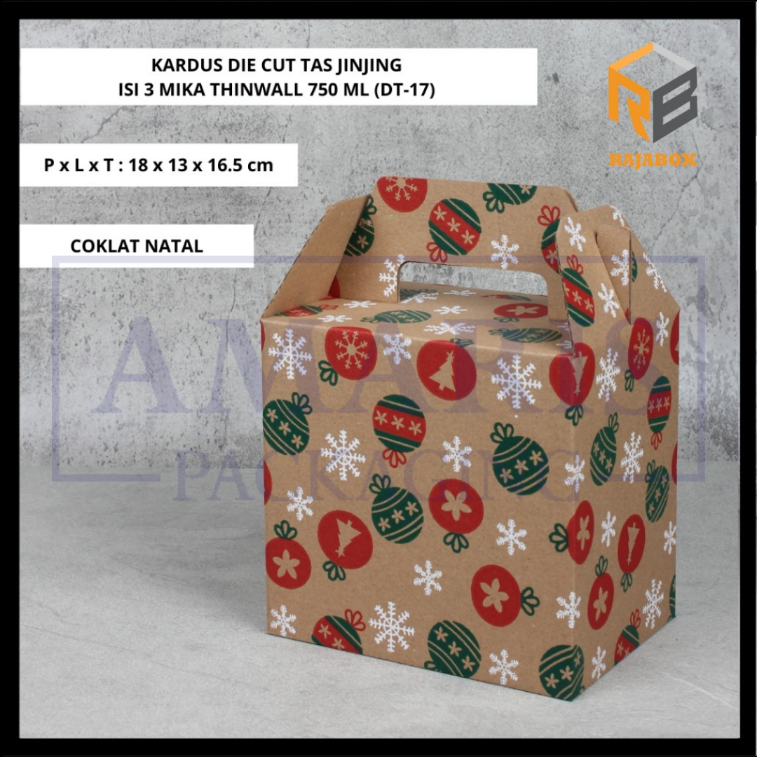 

DT-17 Kardus Die Cut Tas Jinjing Mika Thinwall 750ml /1000ml Isi 10 Pcs Amaris Packaging