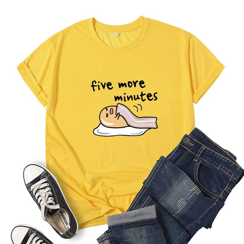 MYSTIQUE.ID-BAJU KAOS FIVE MORE MINUTES T-SHIRT LUCU KEREN DAN AESTETIC