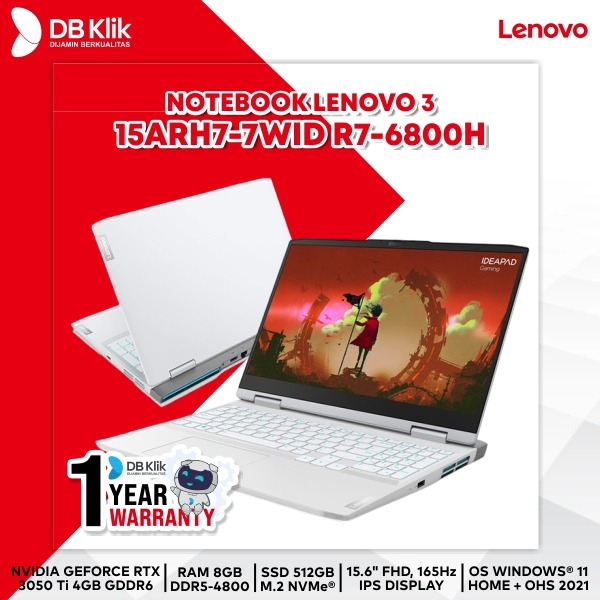 Notebook LENOVO 3 15ARH7-7WID R7-6800H 8/512GB RTX3050 W11+OHS 15.6&quot;