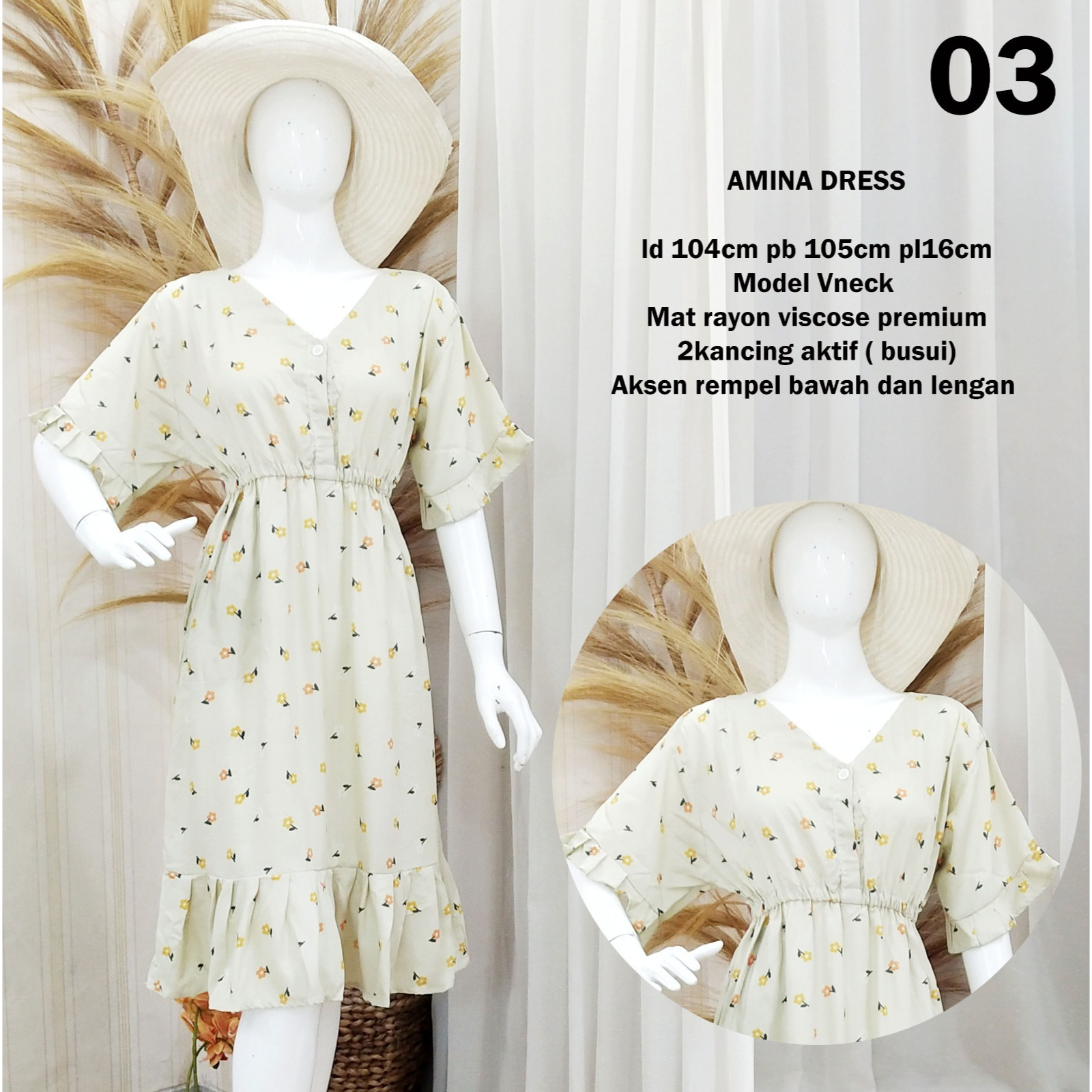 Amina Dress/ Daster Amina Viscose/ Daster Kerut Dada Premium Ecer dan Grosir/Daster Rayon Viscose Pr