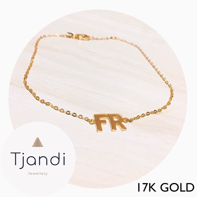 Gelang Emas Inisial 2 Huruf 17K