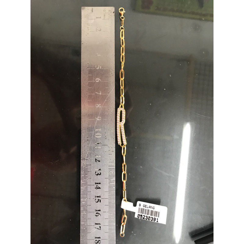 Gelang syahnaz huruf lotus gold kadar 375/8k