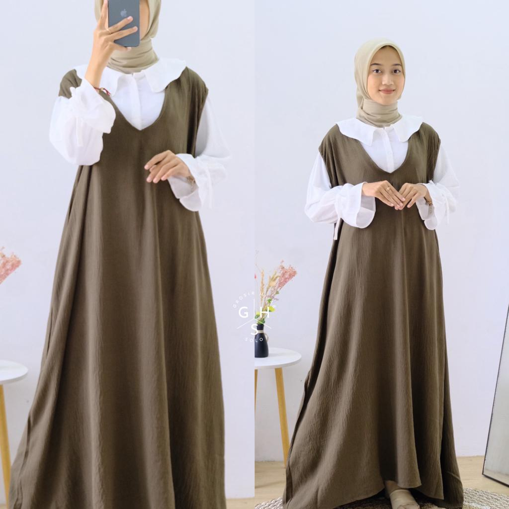 (DBY) LONG OVERAL LISA OVERSIZE ATASAN WANITA BAHAN CRINCLE AIRFLOW