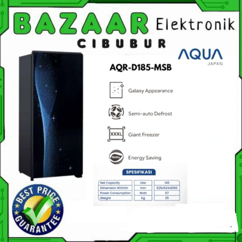 KULKAS AQUA AQR-D185MSB AQRD 185 MSB LEMARI ES 1 PINTU