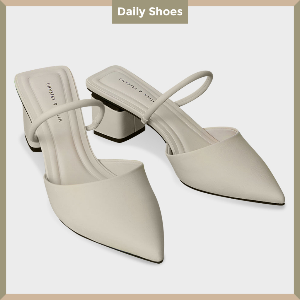 Sepatu Wanita Heels CK 392 White Impor Premium By Dailyshoes