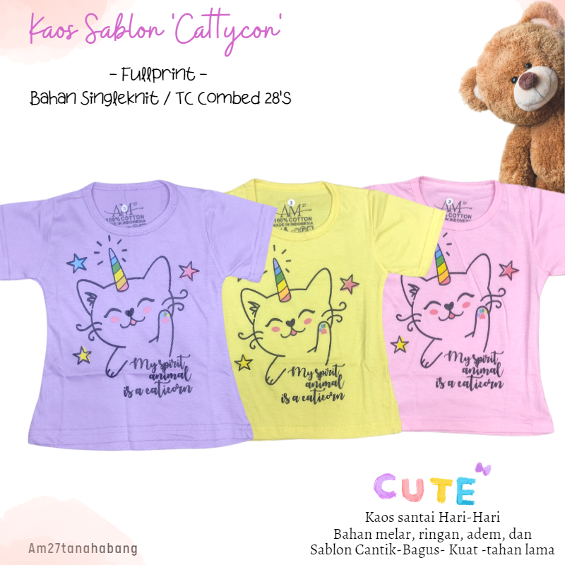 Baju Anak Cewek 3 bulan-10 tahun CATTY CORN- Kaos003Sablon