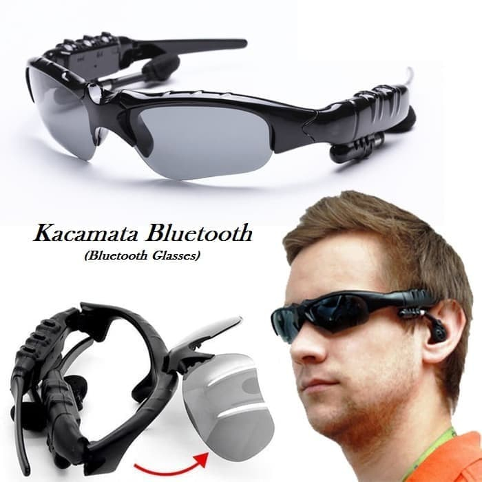 Kacamata Gaya Sunglasses Pria Keren Sport Bluetooth Polarized MP3 Musik Sepeda Kaca Mata Sepedah Anti Radiasi JS01