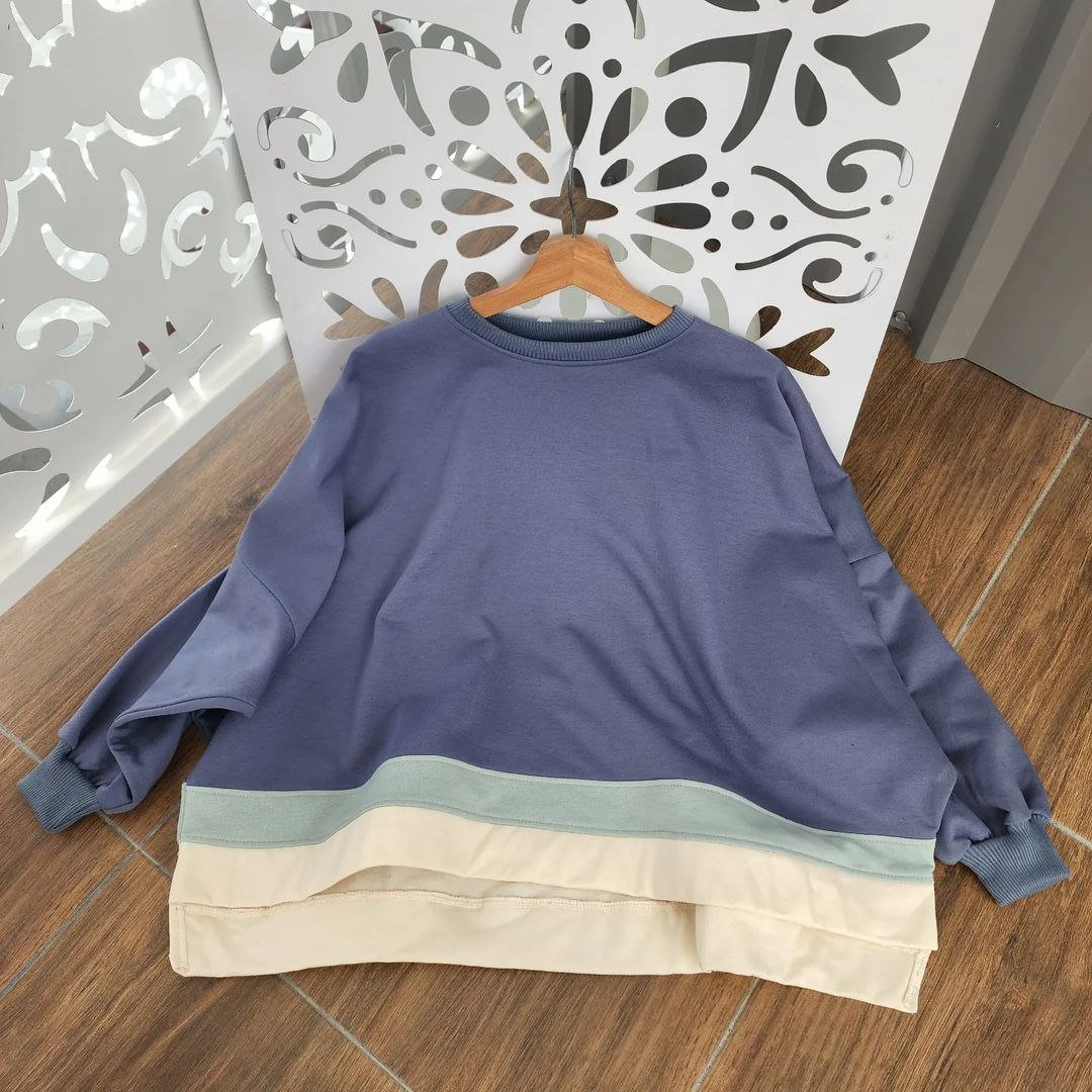 Nara.Grosir - Batwing Jumbo Belang l Sweater Oversize Wanita