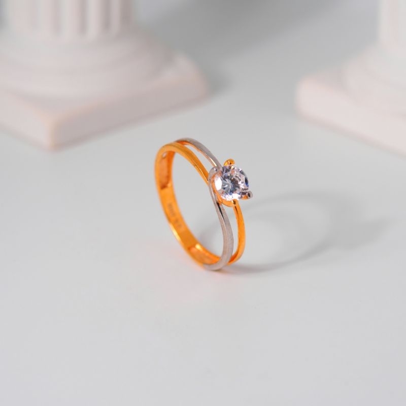 Cincin Emas Solitaire Ring Double - Toko Emas Gadjah