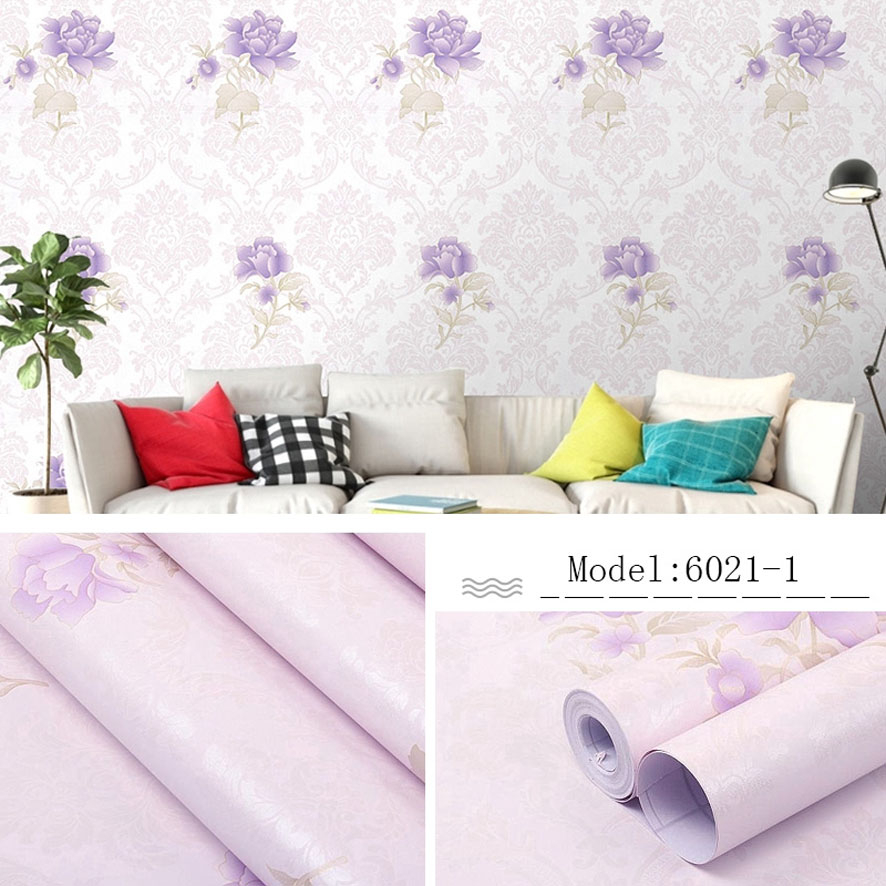 WALLPAPER MOTIF BUNGA UNGU DASAR PINK SOFT