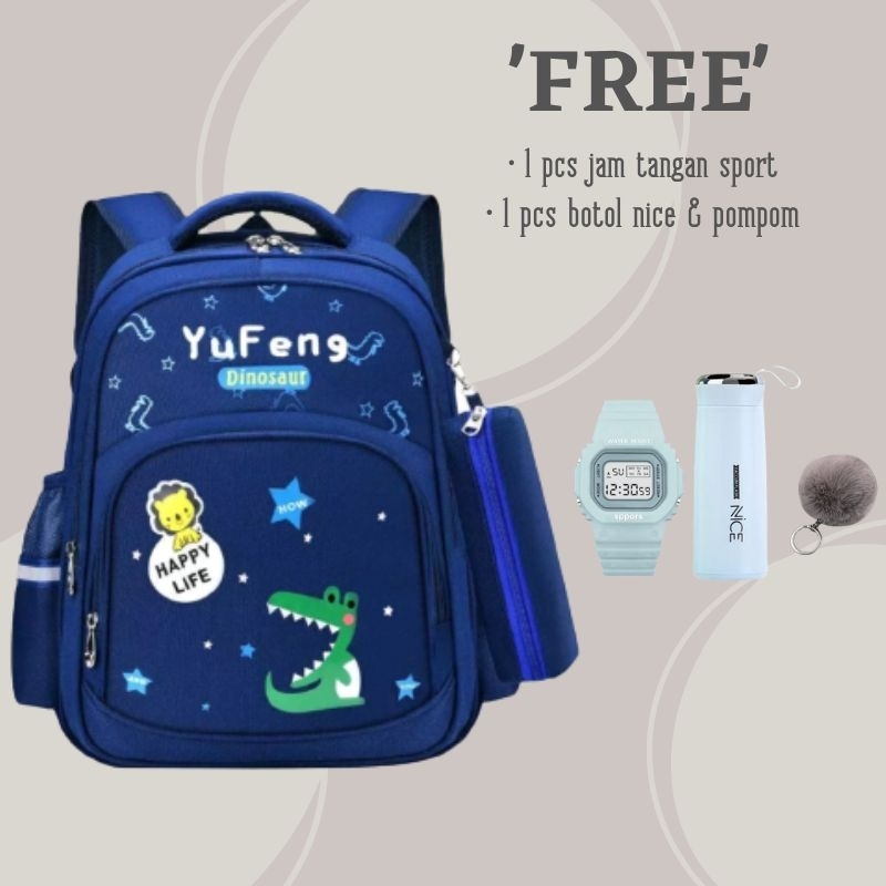 Gudang Tas COD Tas Ransel Anak Cute Animal Tas Ransel Sekolah Anak TK/SD Karakter Dinosaurus Yufeng