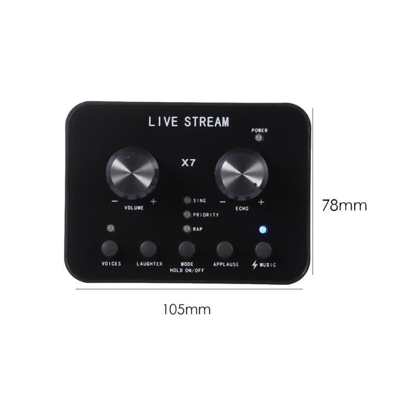 Audio USB External Soundcard Live Broadcast Microphone - X7 - Black