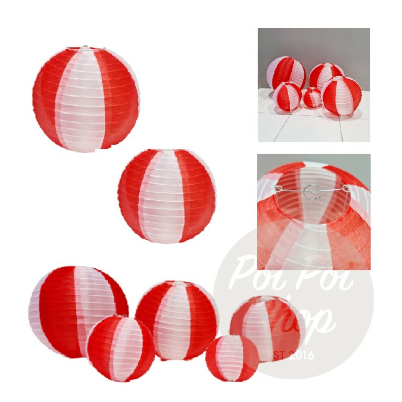 Lampion Outdoor Merah Putih Dekorasi 17 Agustus Merah Putih Lampion Kain Parasut TERMURAH