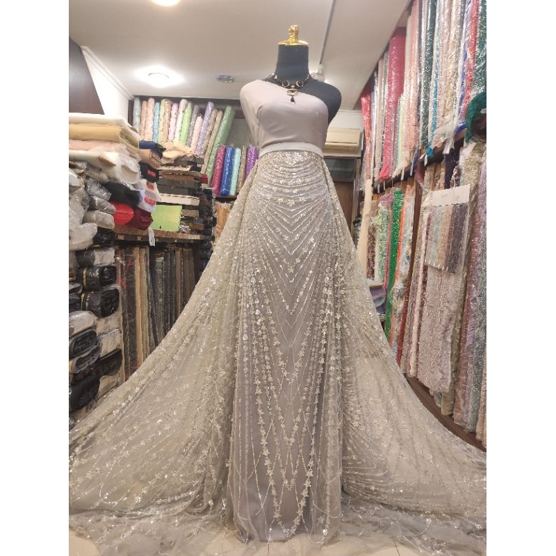 Kain Dress Tile Zuhair Batu Payet Ivana Bridal Import Silver