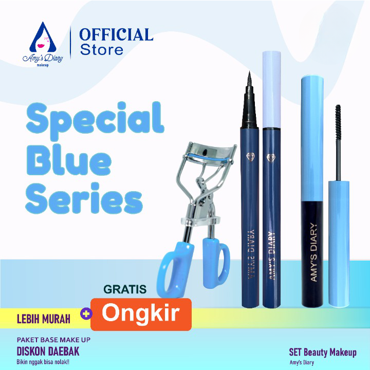 [PAKET HEMAT] BPOM Eye Set Makeup Special Blue Series Maskara Eyeliner Penjepit Bulu Mata 3 In 1