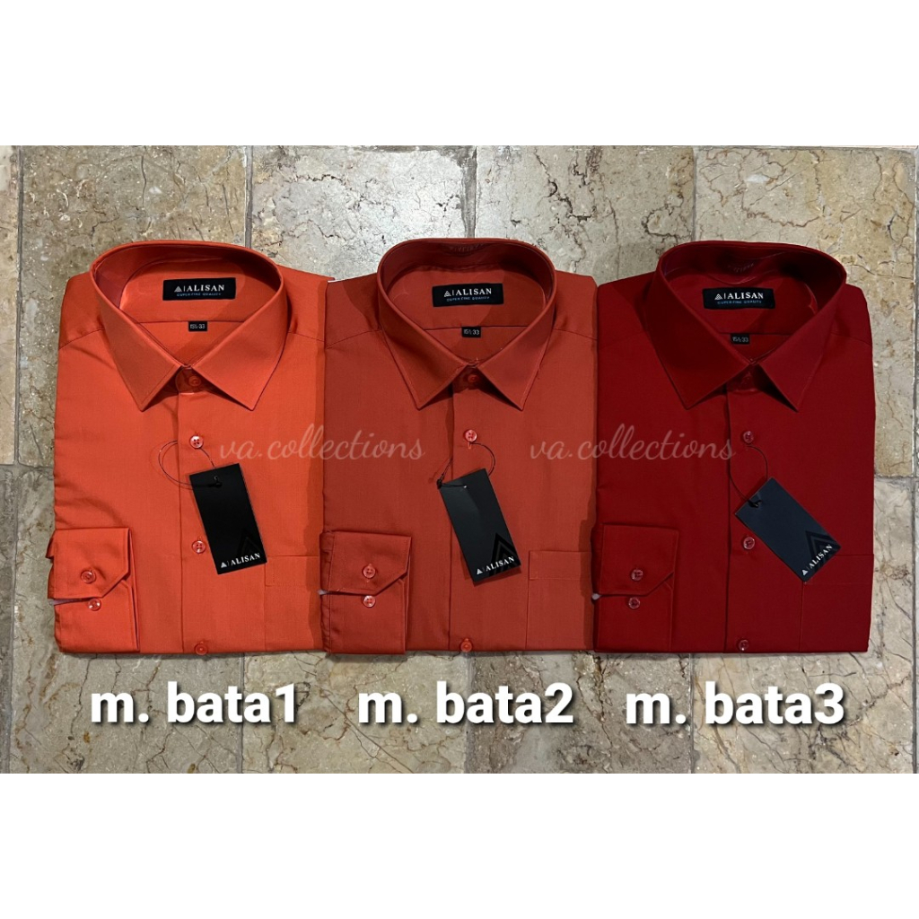 ALISAN REGULAR - KEMEJA POLOS LENGAN PANJANG PRIA WARNA MERAH BATA1 / BATA2 / BATA3