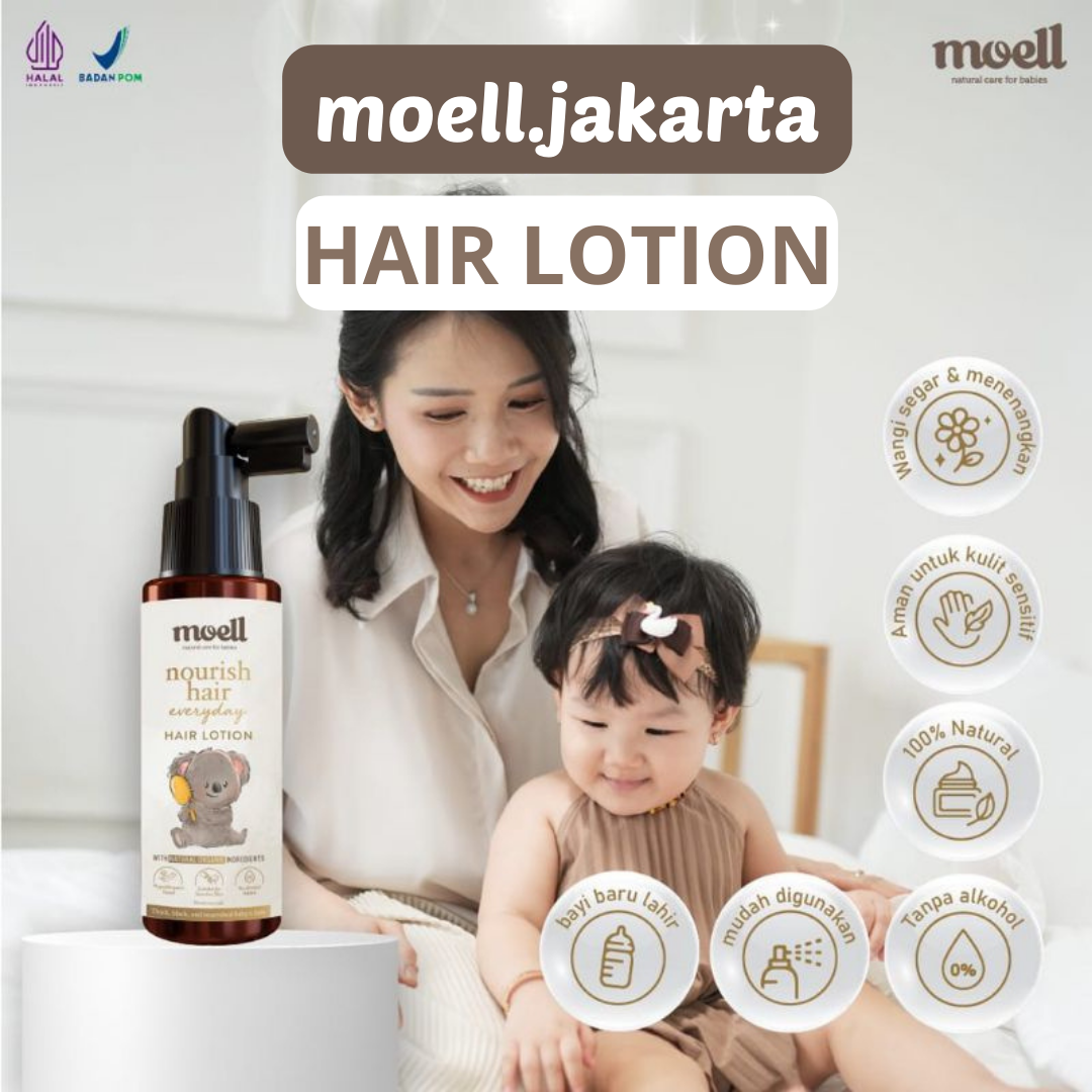 Moell Hair Lotion Bayi Anak 100 ml | Penumbuh Rambut Bayi &amp; Anak Bebas Alkohol