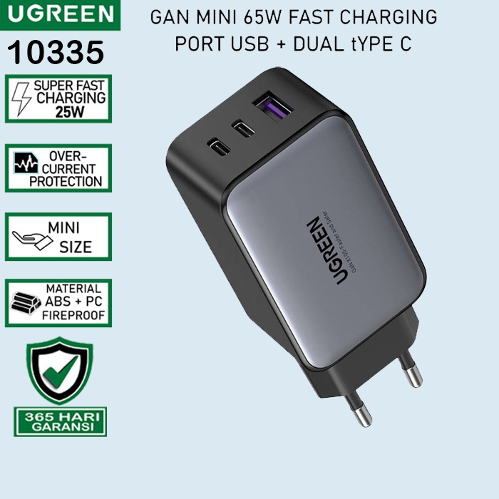 Ugreen Nexode Kepala Adaptor Charger GaN Fast Charging 20W 30W 45W 65W 100W 140W 200W Laptop Handphone Iphone Android-1