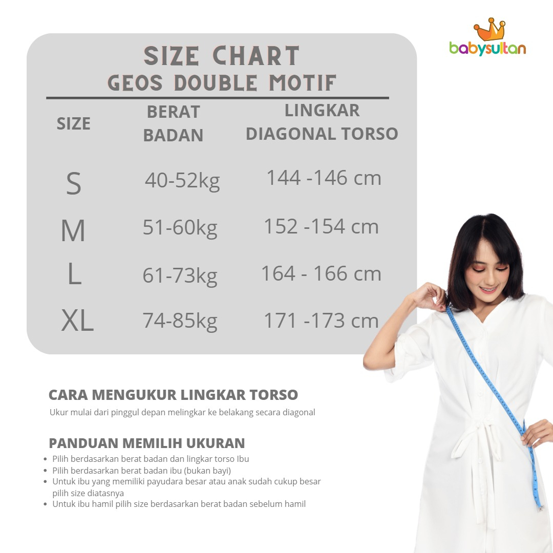 Gendongan Bayi Samping GEOS Instan Premium Double Motif dan Polos baby sultan