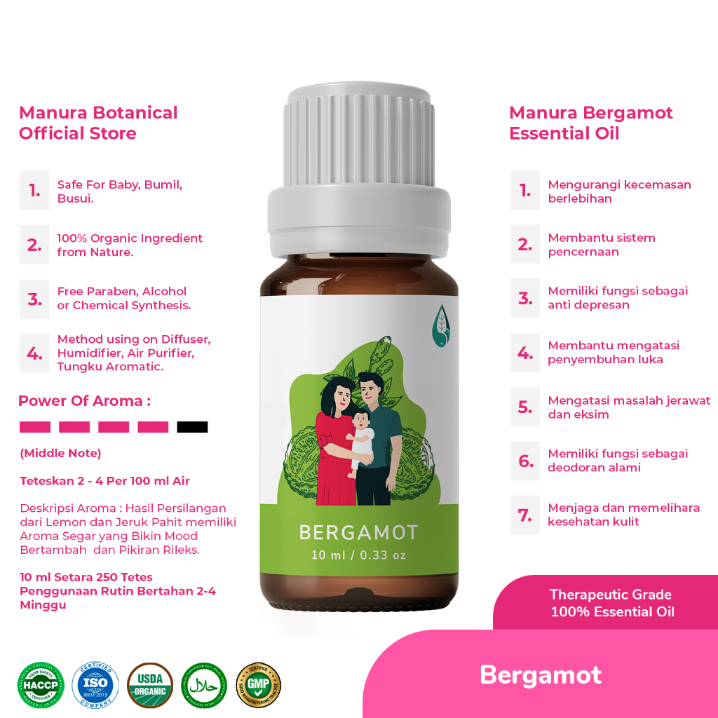 Manura Bergamot Minyak Jeruk Bergamia Italy Therapeutic Grade