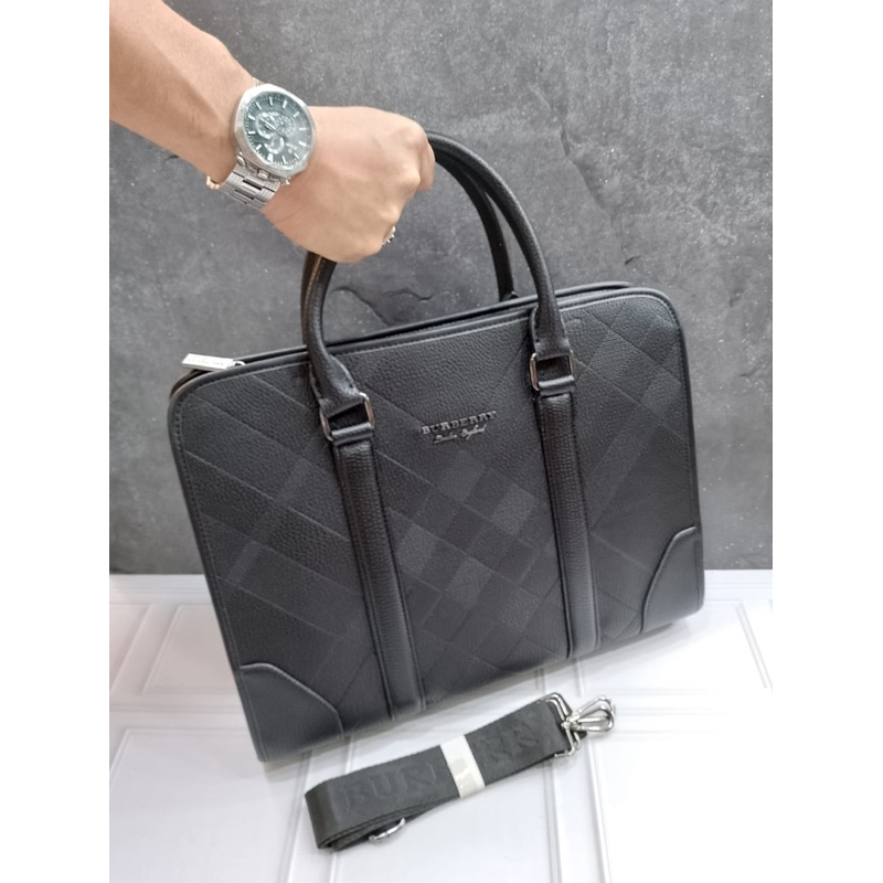 Tas kantor pria Burberry import tas laptop pria wanita branded