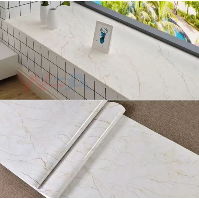 stiker marmer tebal gloosy pelapis meja dinding lemari lantai tahan air