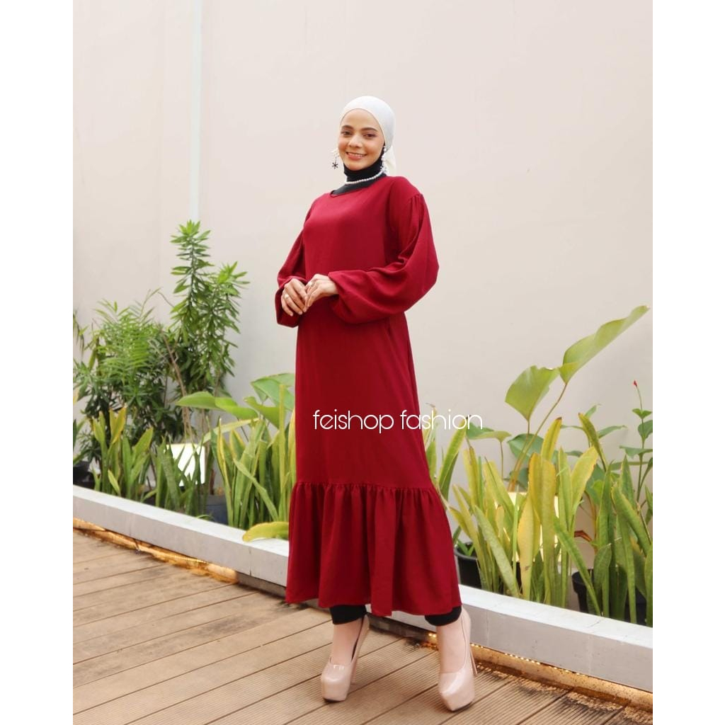 SISKA MIDI DRESS KOREAN LOOK / MIDI DRESS WANITA KOREA KEKINIAN CRINGKEL AIRFLOW