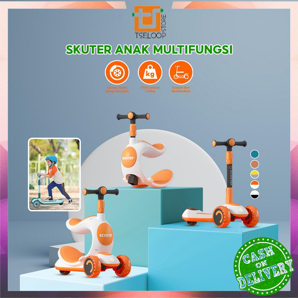 OFM-M191 Scooter Anak 3 IN 1 Mainan Dorongan Anak / Otoped Skuter Anak Roda 3 / Kursi Goyang Anak