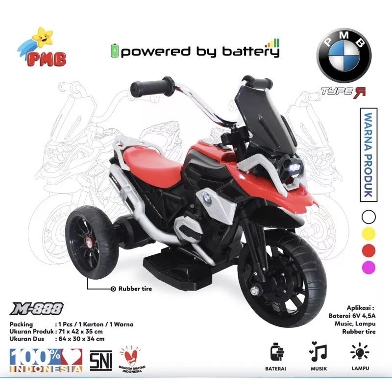 Sepeda Motor Aki Roda Tiga Anak Aki & Gowes PMB M888