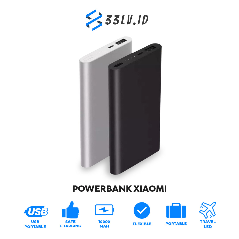 【33LV.ID】 Original powerbank xiaomi slim pro2 2a 10000mah 1usb authentic