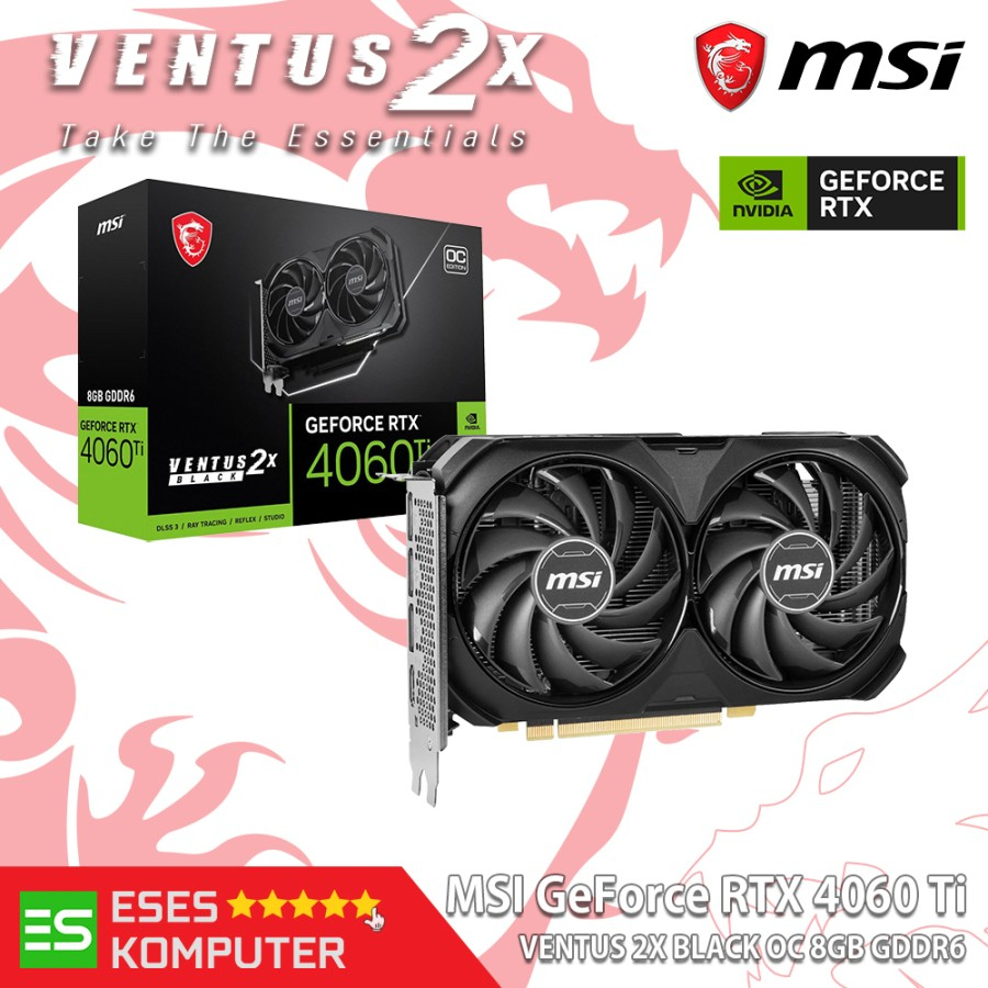 VGA MSI GeForce RTX 4060 Ti VENTUS 2X BLACK 8G OC - 8GB GDDR6