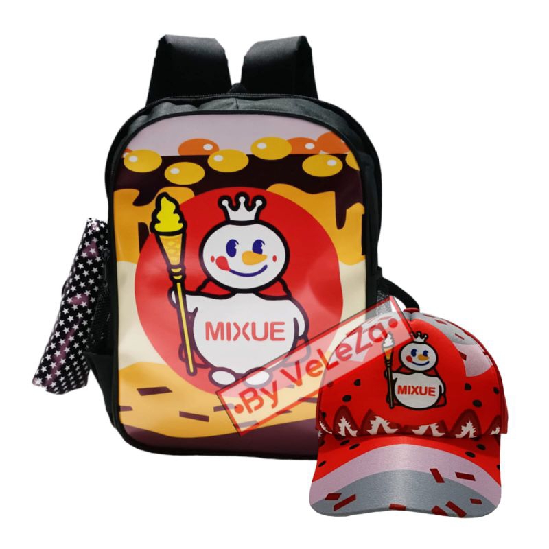 Tas ransel anak karakter mixuee 5in1 - tas + waistbag + topi + botol minum + tempat pinsil - tas anak