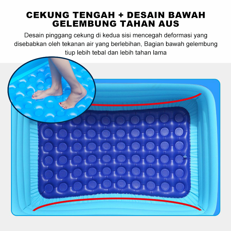 Y&amp;T Kolam Renang Anak Kecil 3 Ring 150*105*50 cm Kolam Mandi Bola Pompa Tiup Inflatable Kolam Balon Anak Baby PVC