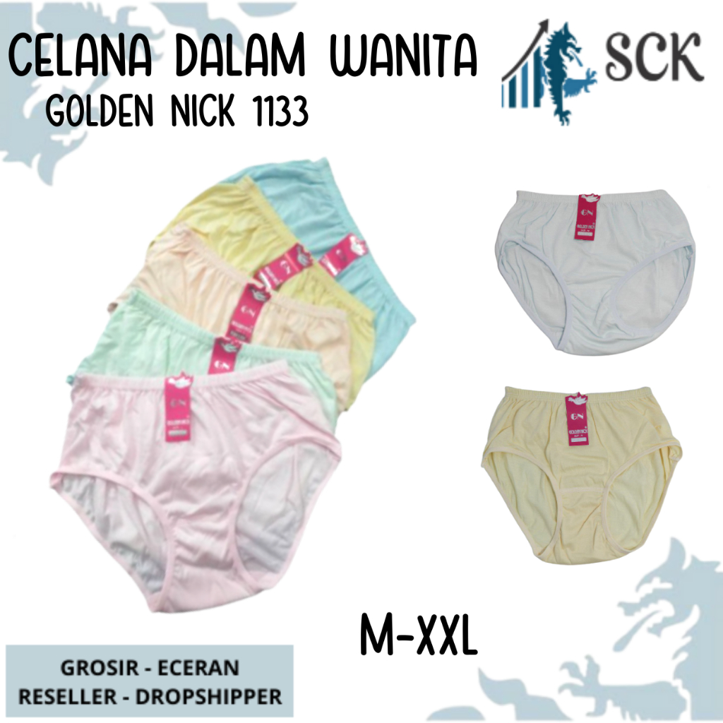 [ISI 1] CD Wanita GOLDEN NICK 1133 Pinggang Karet ukuran M-XXL Bahan Katun / Celana Dalam Wanita