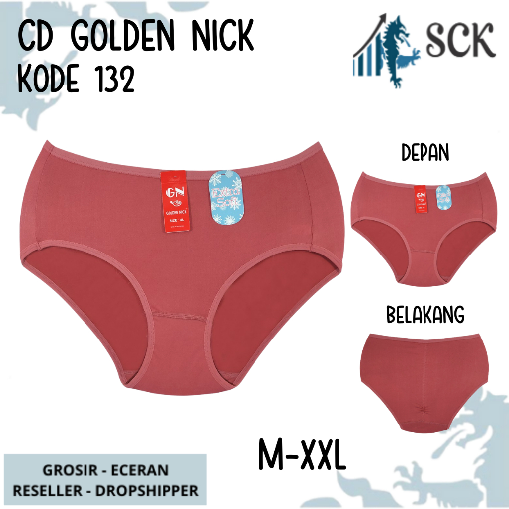 [ISI 1] CD Wanita GOLDEN NICK 132 Warna Gelap Jahitan Belakang ZigZag