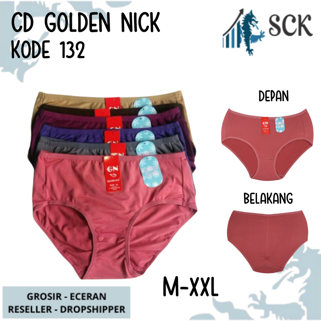 [ISI 1] CD Wanita GOLDEN NICK 132 Warna Gelap Jahitan Belakang ZigZag