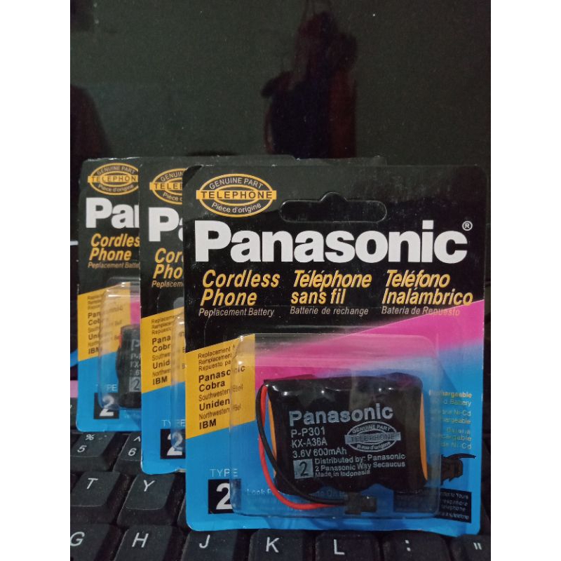 baterai panasoniic cordless phone tipe (2) 600mah 3.6V  bisa di cas ulang