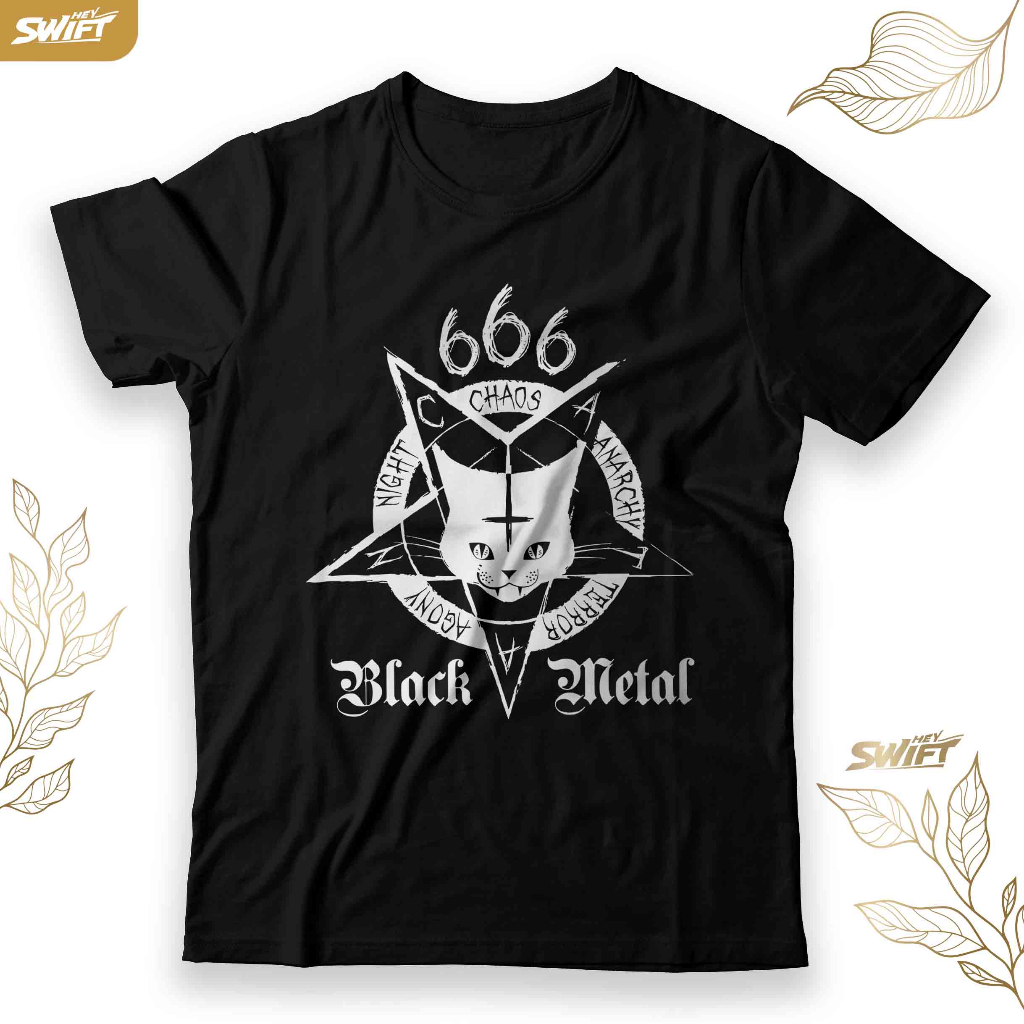 KAOS CATAN Satanic Baphomet Cat 666 black metal cat kucing TSHIRT BAJU DISTRO